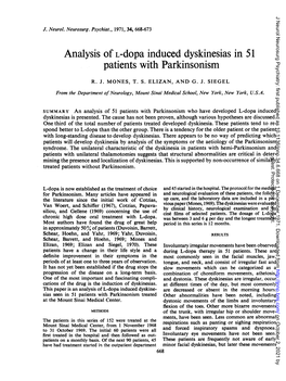 Analysis of L-Dopa Induced Dyskinesias in 51 Patients with Parkinsonism