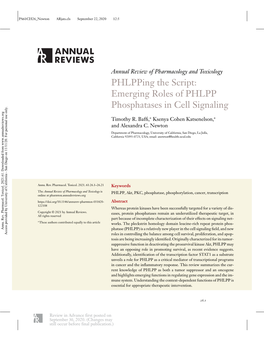 Emerging Roles of PHLPP Phosphatases in Cell Signaling