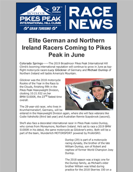 Elite German and Northern Ireland Racers Coming to Pikes Peak in June