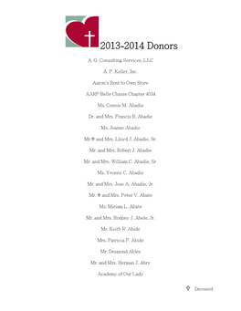 2013-2014 Donors