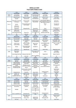 MENU Juin 2020 THỰC ĐƠN THÁNG 6 2020