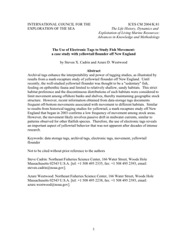 The Use of Electronic Tags to Study Fish Movement: a Case Study with Yellowtail Flounder Off New England