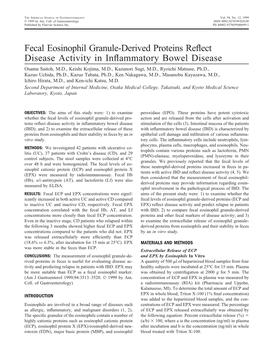 Fecal Eosinophil Granule-Derived Proteins Reflect Disease Activity In