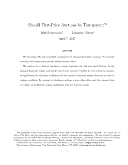 Should First-Price Auctions Be Transparent?∗