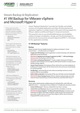 1 VM Backup for Vmware Vsphere and Microsoft Hyper-V