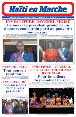 INVESTITURE JOVENEL MOISE Le Nouveau Président Prononce Un