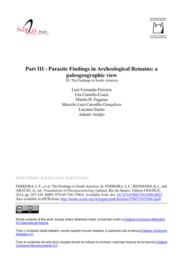Parasite Findings in Archeological Remains: a Paleogeographic View 20