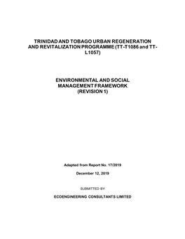TRINIDAD and TOBAGO URBAN REGENERATION and REVITALIZATION PROGRAMME (TT-T1086 and TT- L1057)