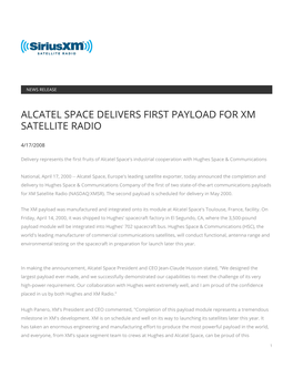 Alcatel Space Delivers First Payload for Xm Satellite Radio