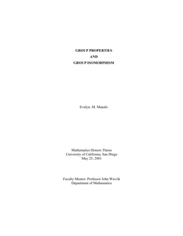 Group Properties and Group Isomorphism