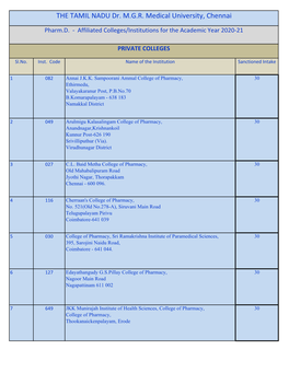 THE TAMIL NADU Dr. MGR Medical University, Chennai