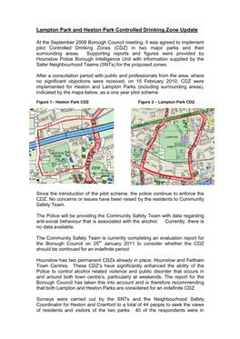 Lampton Park and Heston Park Controlled Drinking Zone Update