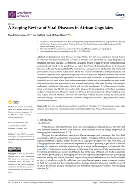 A Scoping Review of Viral Diseases in African Ungulates