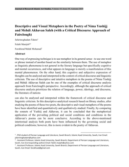 Descriptive and Visual Metaphors in the Poetry of Nima Yushijj and Mehdi Akhavan Saleh (With a Critical Discourse Approach of Fairclough)