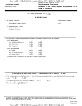 Supplemental Statement Washington, Dc 20530 Pursuant to the Foreign Agents Registration Act of 1938, As Amended