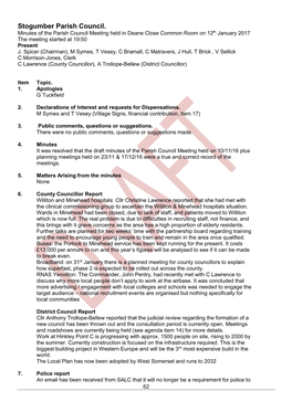 Minutes of the Meeting of STOGUMBER PARISH COUNCIL