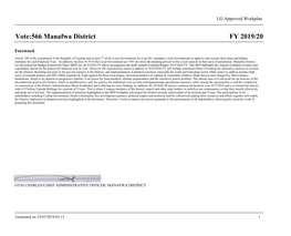 FY 2019/20 Vote:566 Manafwa District