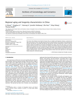 Regional Aging and Longevity Characteristics in China