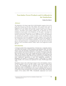 Non-Timber Forest Products and Livelihoods in the Sundarbans