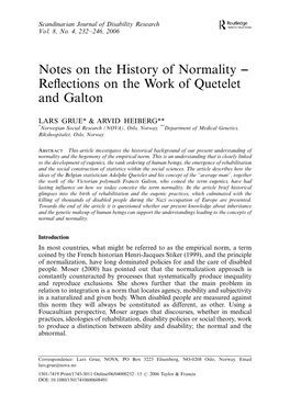 Notes on the History of Normality Á Reflections on the Work of Quetelet