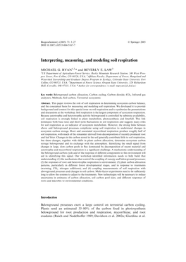 Interpreting, Measuring, and Modeling Soil Respiration