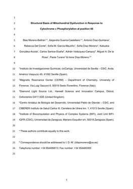 1 1 Structural Basis of Mitochondrial Dysfunction in Response to 2