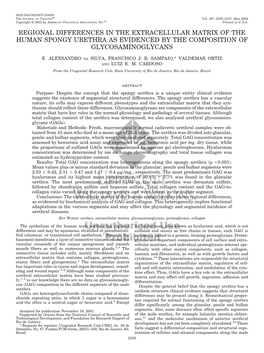 Regional Differences in the Extracellular Matrix of the Human Spongy Urethra As Evidenced by the Composition of Glycosaminoglycans