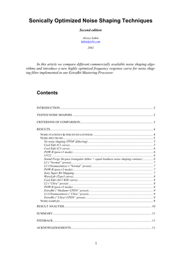 Sonically Optimized Noise Shaping Techniques
