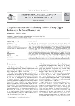 Analytical Assessment of Chaltasian Slag: Evidence of Early Copper Production in the Central Plateau of Iran