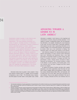 Advancing Towards a Gender Fci in Latin America1