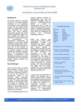 UN-Iraq Reconstruction and Development Update September 2007