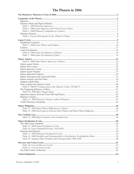 The Planets in 2006 the Distinctive Planetary Events of 2006