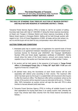 The United Republic of Tanzania TANZANIA FOREST SERVICE