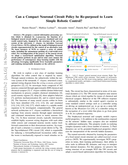 Can a Compact Neuronal Circuit Policy Be Re-Purposed to Learn Simple Robotic Control?