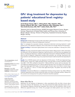 Gps' Drug Treatment for Depression by Patients' Educational Level