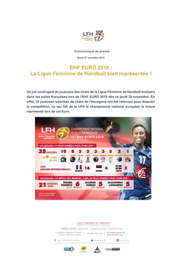 EHF EURO 2018 : La Ligue Féminine De Handball Bien Représentée !