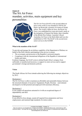 The SA Air Force: Mandate, Activities, Main Equipment and Key Personalities