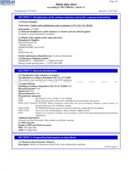 Safety Data Sheet According to 1907/2006/EC, Article 31 Printing Date 17.07.2021 Revision: 14.07.2021