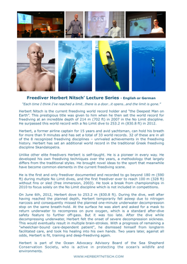 Freediver Herbert Nitsch LECTURES EN