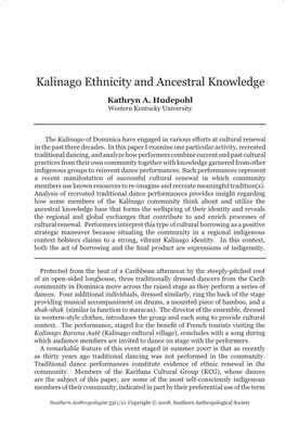 Kalinago Ethnicity and Ancestral Knowledge 1