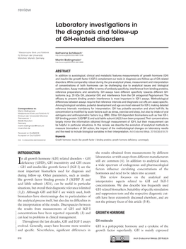 Laboratory Investigations in the Diagnosis and Follow-Up of GH