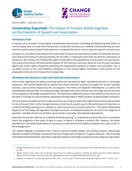 Censorship Exported: the Impact of Trump's Global Gag Rule on The