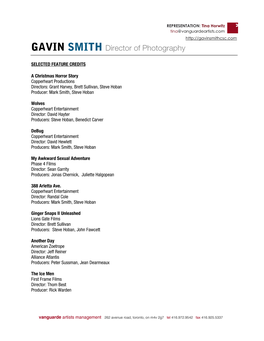 GAVIN SMITH Director of Photography