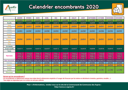 Calendrier Encombrants 2020