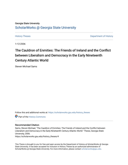 The Friends of Ireland and the Conflict Between Liberalism and Democracy in the Early Nineteenth Century Atlantic World