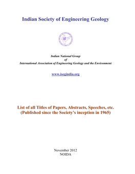Indian Society of Engineering Geology