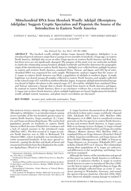 Mitochondrial DNA from Hemlock Woolly Adelgid (Hemiptera: Adelgidae) Suggests Cryptic Speciation and Pinpoints the Source of the Introduction to Eastern North America