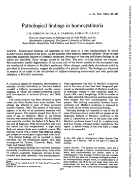 Pathological Findings in Homocystinuria