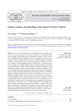 Current Analysis of Orcharding in the Isparta Province (Turkey)