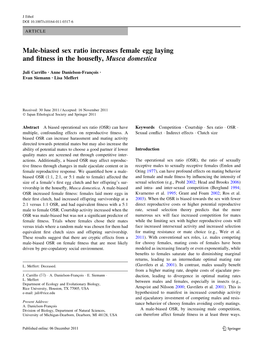 Male-Biased Sex Ratio Increases Female Egg Laying and Fitness in The